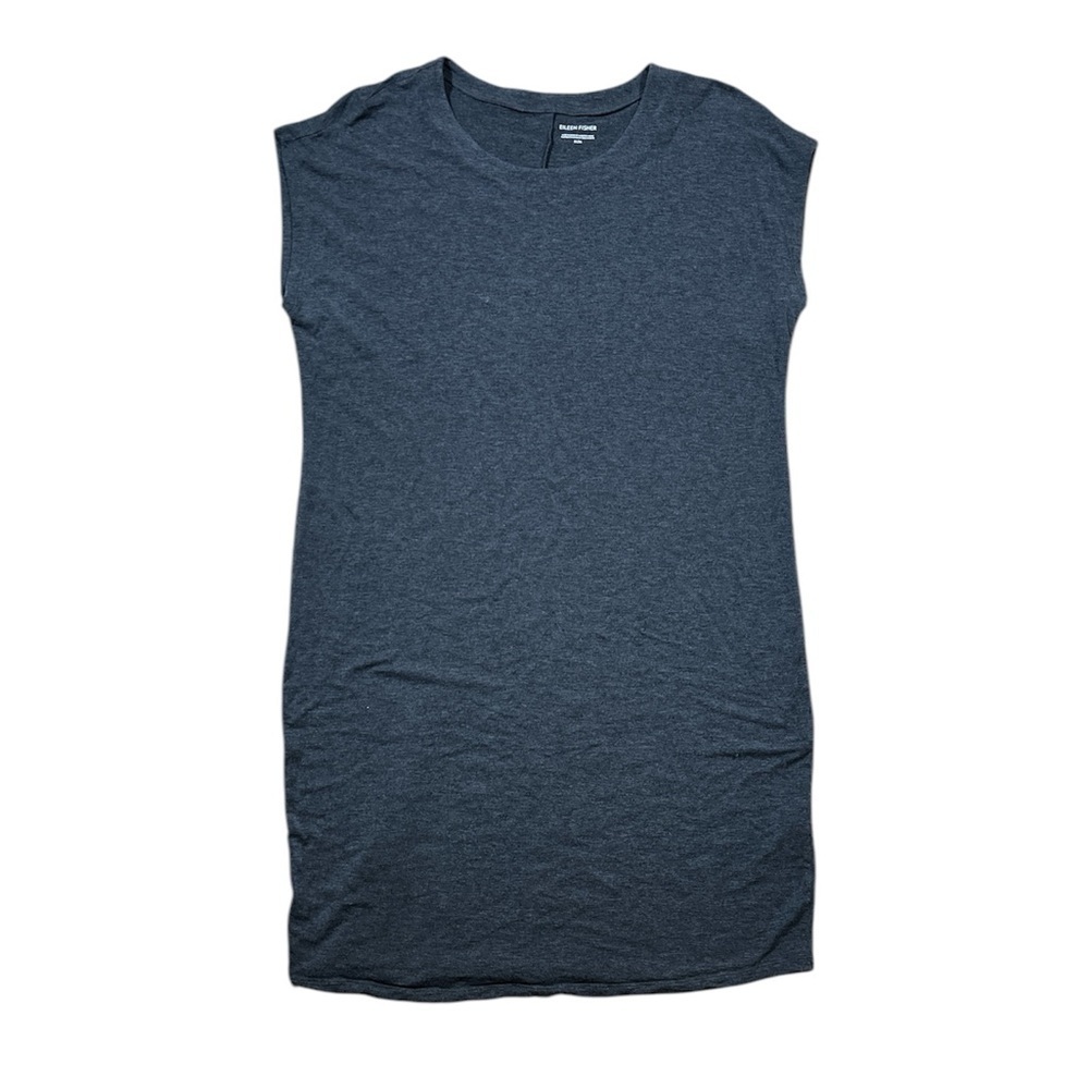 Eileen Fisher Fine Jersey Cap Sleeve Gray Grey Dress Women's Medium M T-Shirt